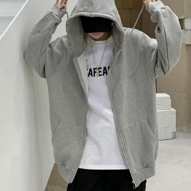 남자 여자 봄 가을 간절기 얇은 무지 그레이 후드 집업 회색 블랙