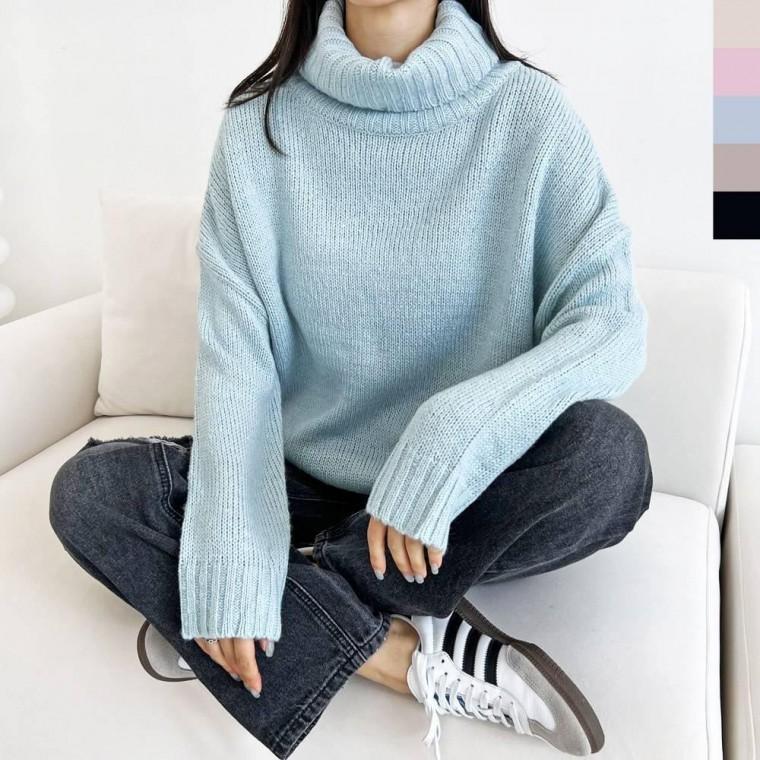 1081 여자 루즈핏 도톰터틀넥폴라니트
