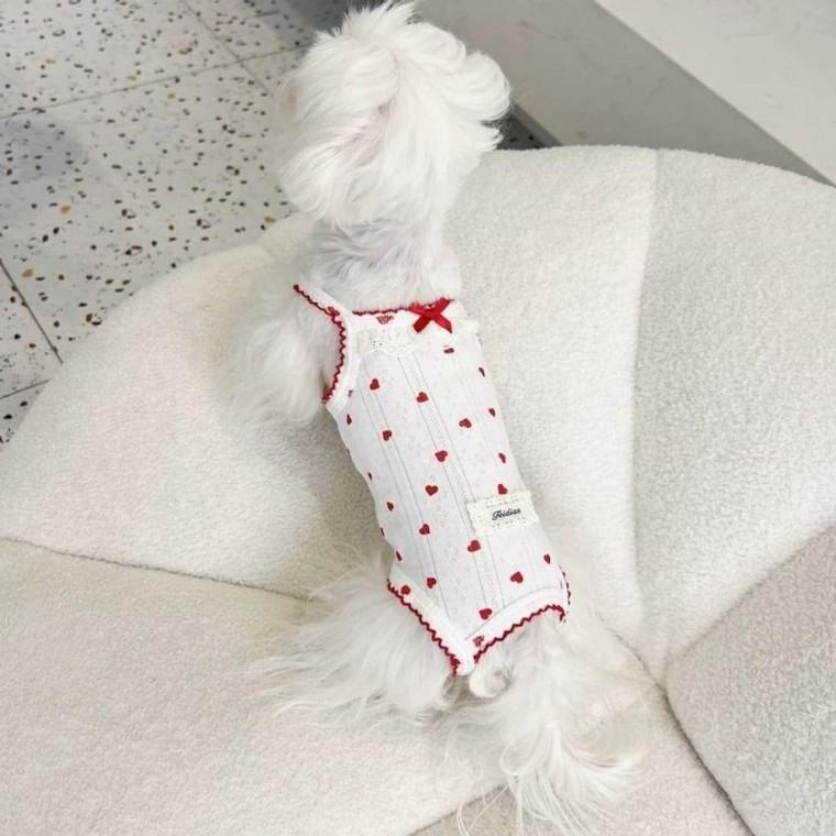 강아지 하트 애견 나시 여름옷 애견의류 쿨셔츠 실내복 펫용품 반려동물 고양이