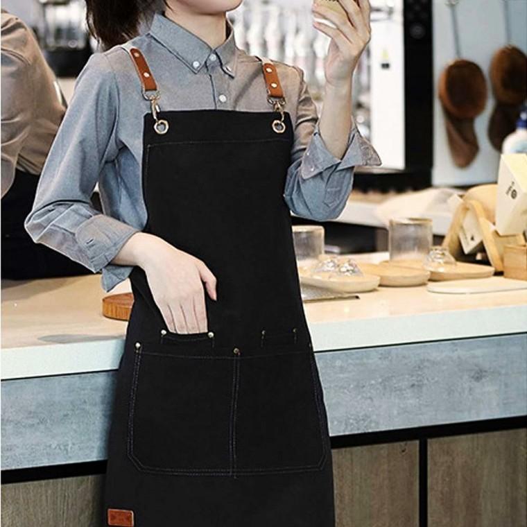 앞치마 블랙 바리스타 에이프런 심플 커피숍