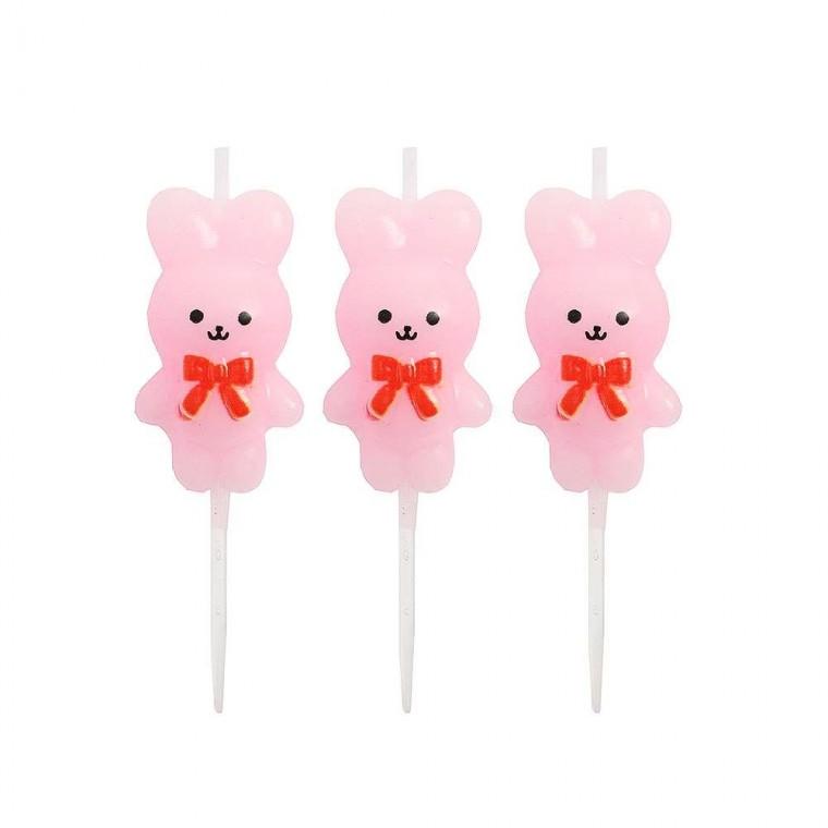 리본토끼 생일초 3개입x3세트 핑크 기념일 하트