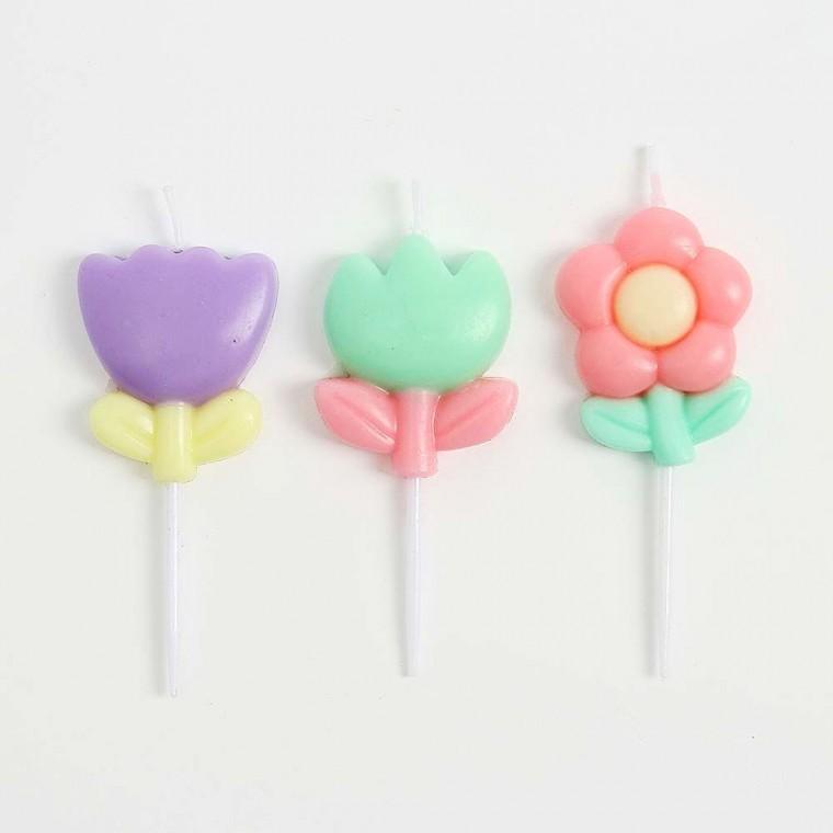꽃모양 생일초 3개입x3세트 특별한초 홈파티 하트