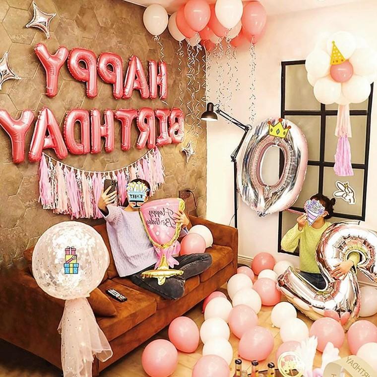 생일파티 풍선세트 핑크치얼스 손펌프포함 데코