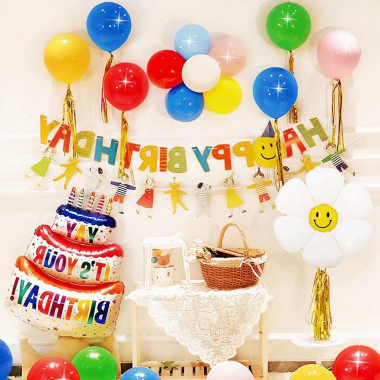 생일파티 풍선세트 컬러풀데이 손펌프포함 파티룸