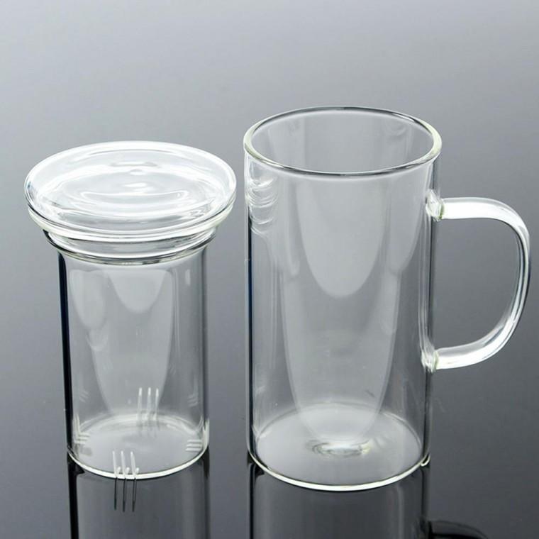 내열유리 티머그 550ml 핸들머그 거름망 필터 유리컵