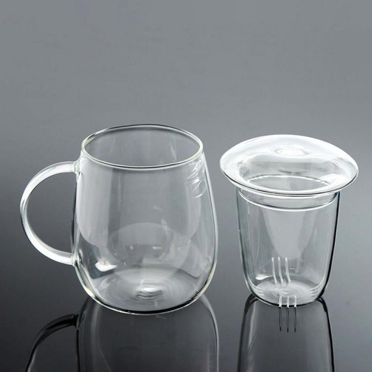 내열유리 티머그 500ml 필터 유리컵 투명 애프터눈티