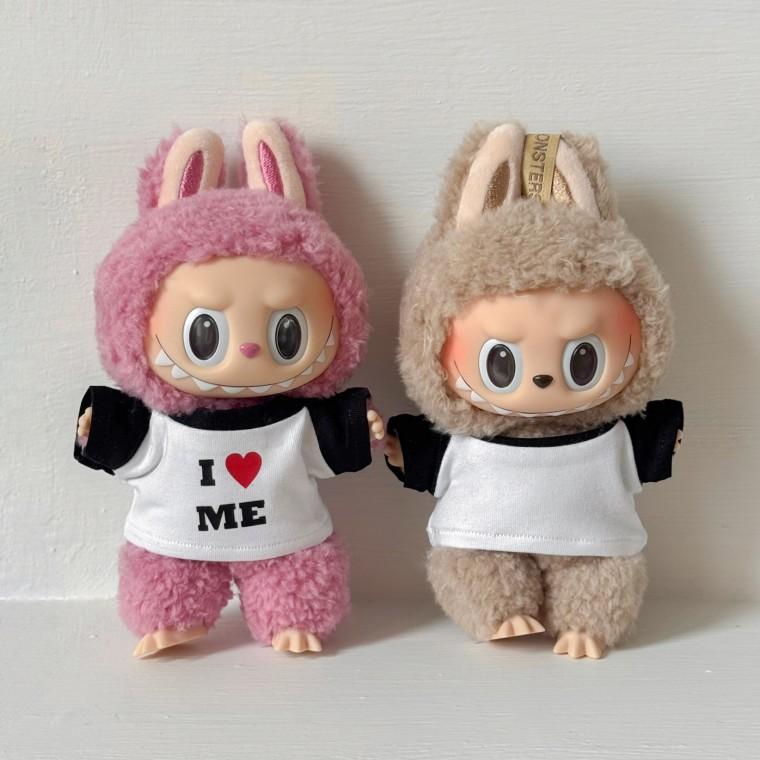 [커스텀/이니셜각인] 라부부 인형 옷 (티셔츠) 17cm 전용 인형 키링 옷입히기 가방 꾸미기 소품