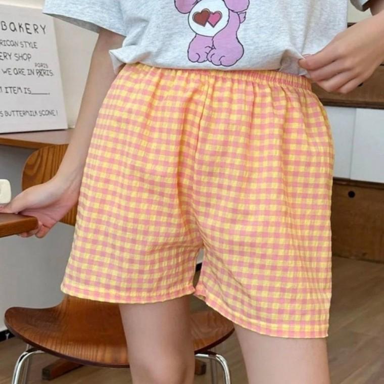 3부 얇은 여름 홈웨어 반바지 잠옷바지 체크 5컬러