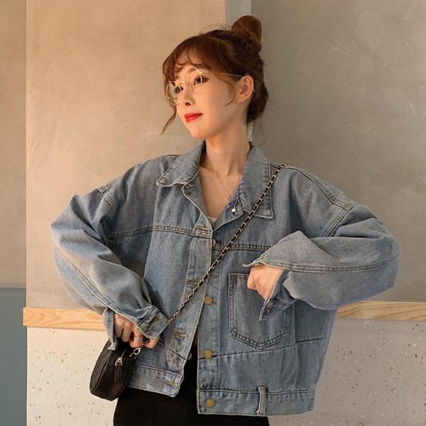 은창]라이트 워싱 크롭 루즈핏 데님 자켓 점퍼 아우터 바람막이 셔츠 겨울 가을 봄 아우터 잠바 남방 여성