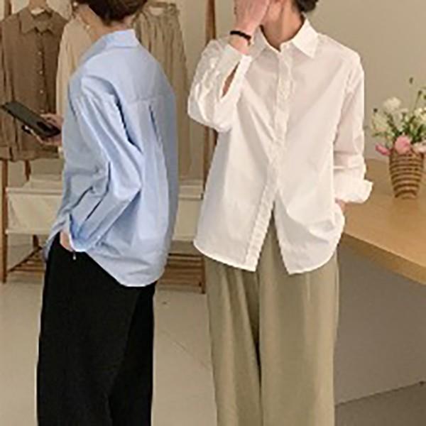 심플 카라 일자핏 아메카지 시크 셔츠 TDN-0082