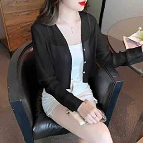 여름 3컬러 캐주얼 크롭 시스루 가디건 TDR-0065