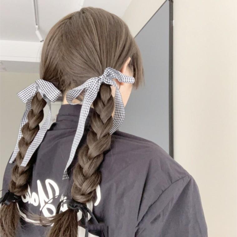 양갈래 빅사이즈 롱리본 머리끈