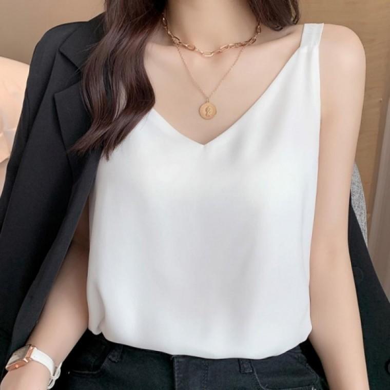 4컬러 민소매 챠르르 슬리브리스 여자나시