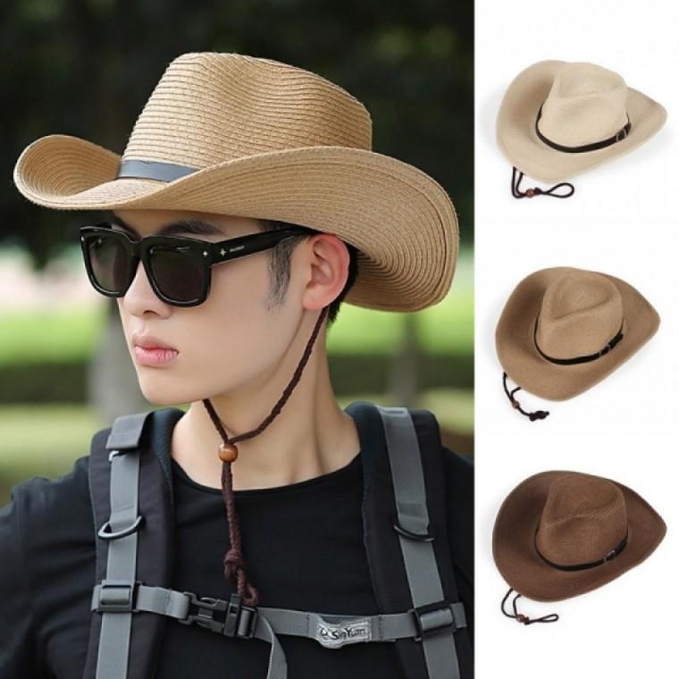 바캉스모자 남성 햇빛차단 농모 밀짚모자 카우보이