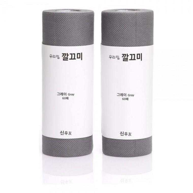 롤타입 일회용 수세미 주방용품 60매 1롤 다용도 청소용
