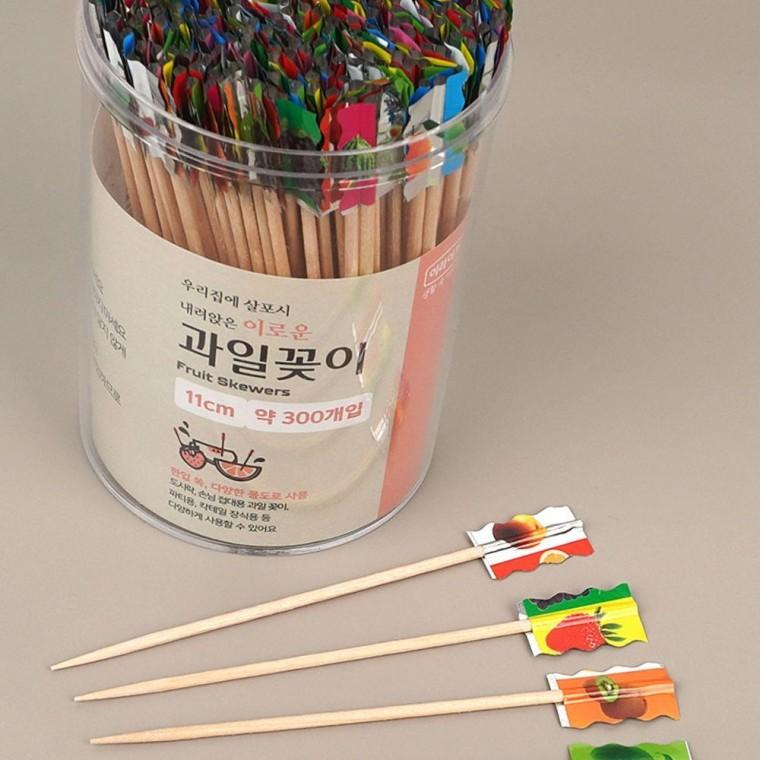과일 꽂이 300p 원형 칵테일 스틱 파티 핑거푸드 장식 이쑤시개