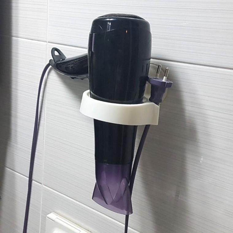 흡착식 헤어드라이기 거치대 욕실 벽면 부착 무타공 홀더 수납