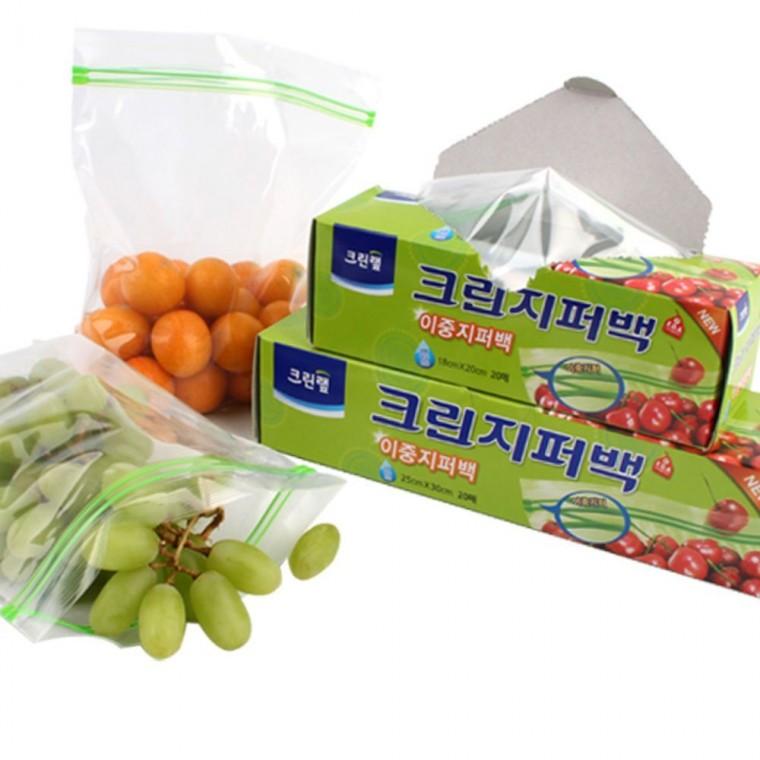 밀폐 이중지퍼 보관백 20매 냉동 냉장 식품 저장 누수 방지 봉투