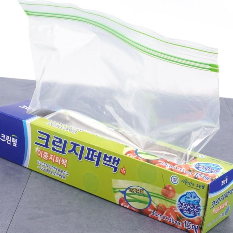 대형 지퍼백 15매 30x35cm 냉동실 정리 식재료 분류 밀봉 파우치