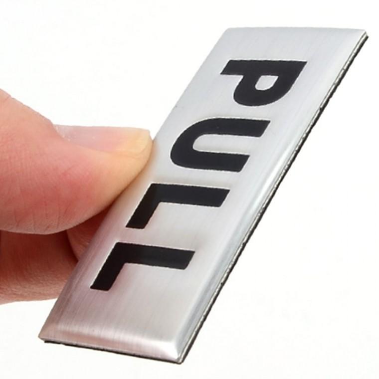 2p pull push 돔형 출입 안내 스티커 문패 영문 표시 투명 접착식