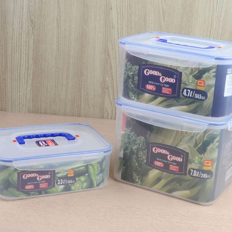 중형 밀폐보관통 3.3l 4.7l 7l 손잡이 식품저장 냉장고 투명용기