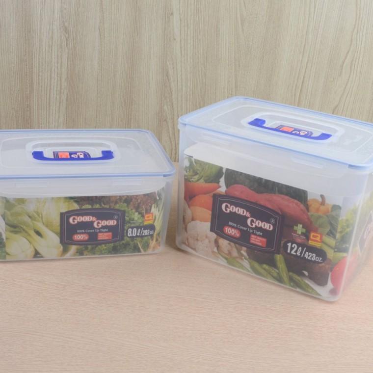 대형 밀폐저장통 8l 12l 손잡이 식품보관 냉장고 투명 플라스틱통