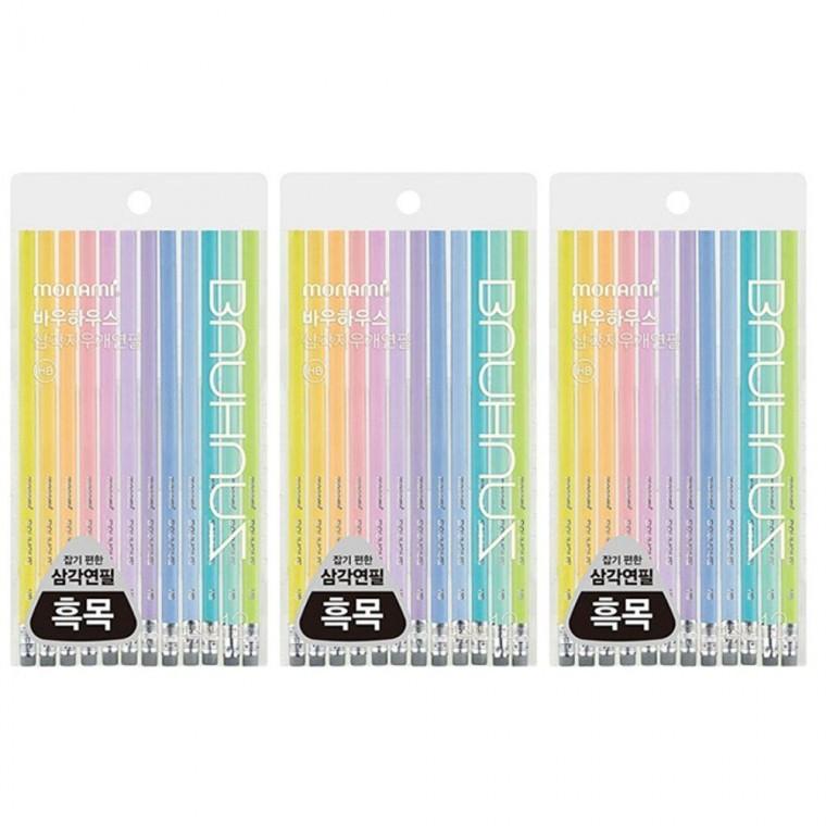 모나미 삼각 연필 지우개 파스텔 12개입 3P 펜슬 선물