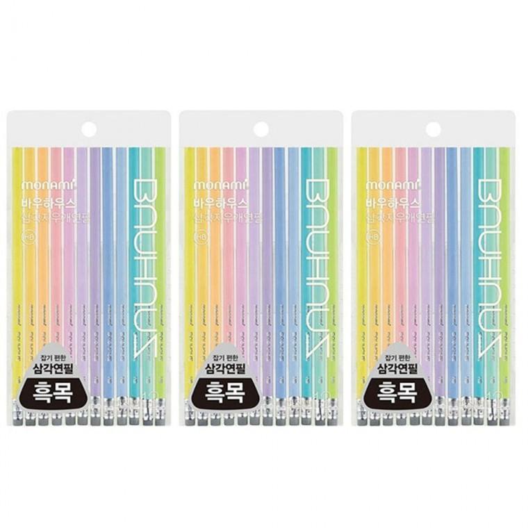 모나미 삼각 연필 지우개 파스텔 12개입 3P 펜슬 선물