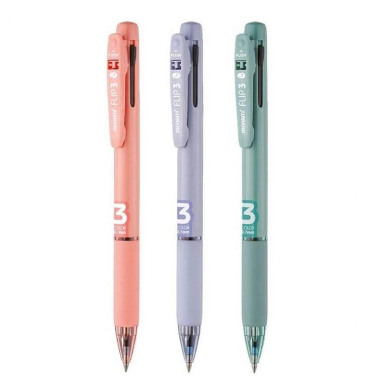 모나미 플립3 유성 3색 볼펜 0.7mm 12개입 1P 멀티팬