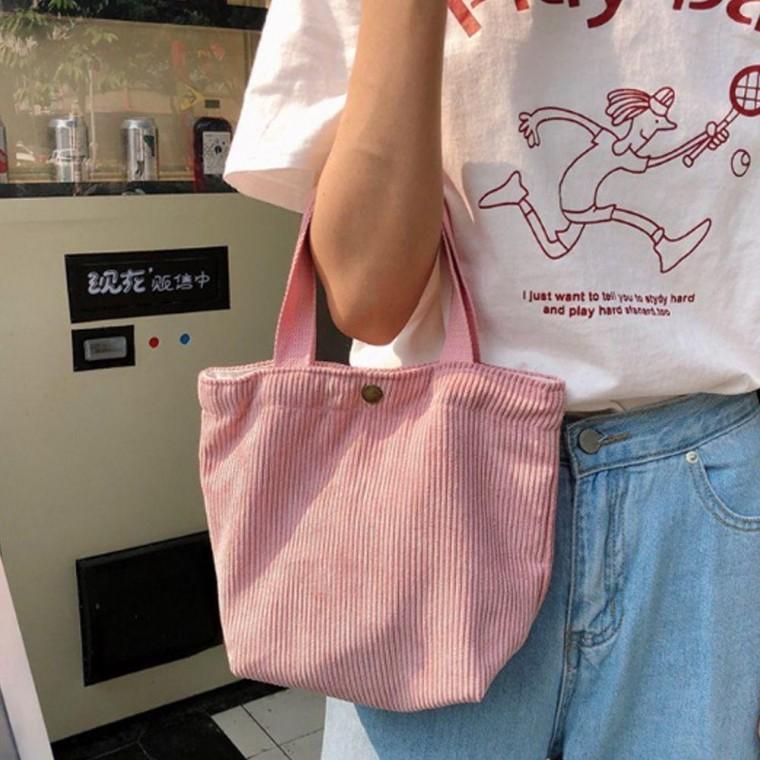 여자 미니 토트백 코듀로이 가방 데일리 패션 숄더백