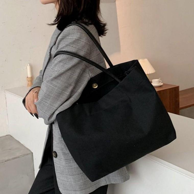 캐주얼 여자 캔버스 토트백 신상 숄더백 블랙 가방