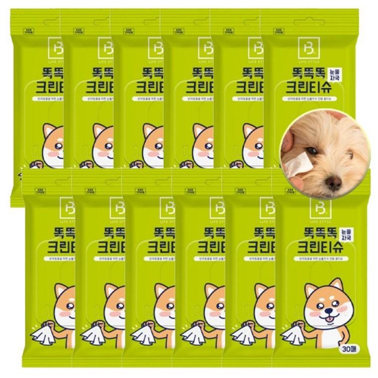 반려견 크린티슈 눈물자국 30매입 12P 강아지 냄새 분비물 제거