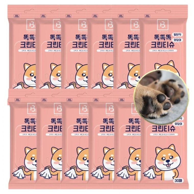 반려견 크린티슈 30매입 12P 강아지 발바닥 엉덩이 산책 배변