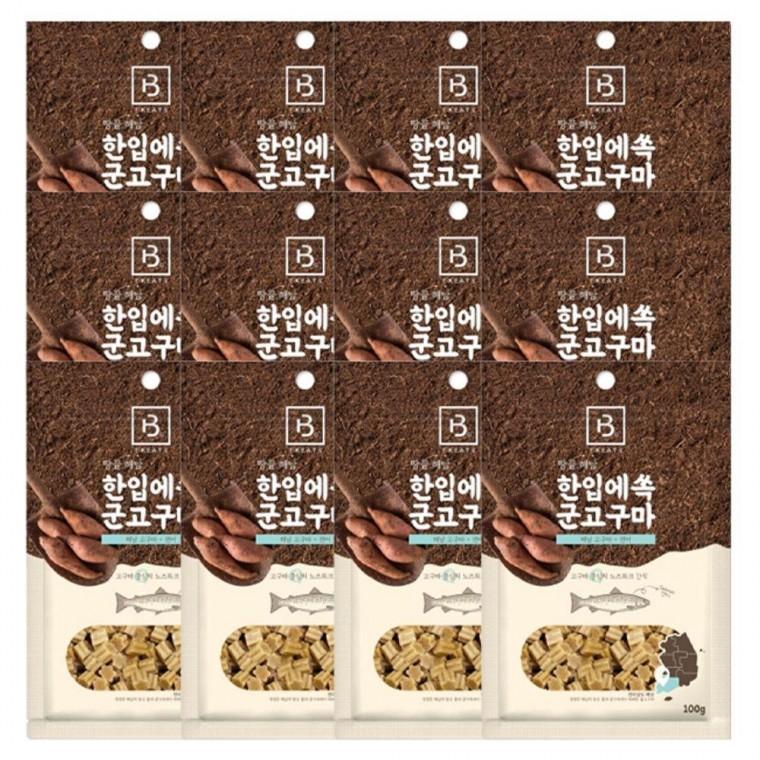 반려견 한입에쏙 군고구마 연어 장건강 강아지 간식 100g 12P