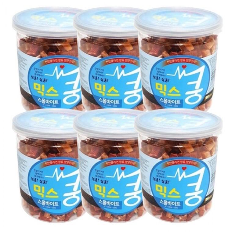 반려견 소 연어 오리 슬라이스 믹스 육포 통간식 200g 6P
