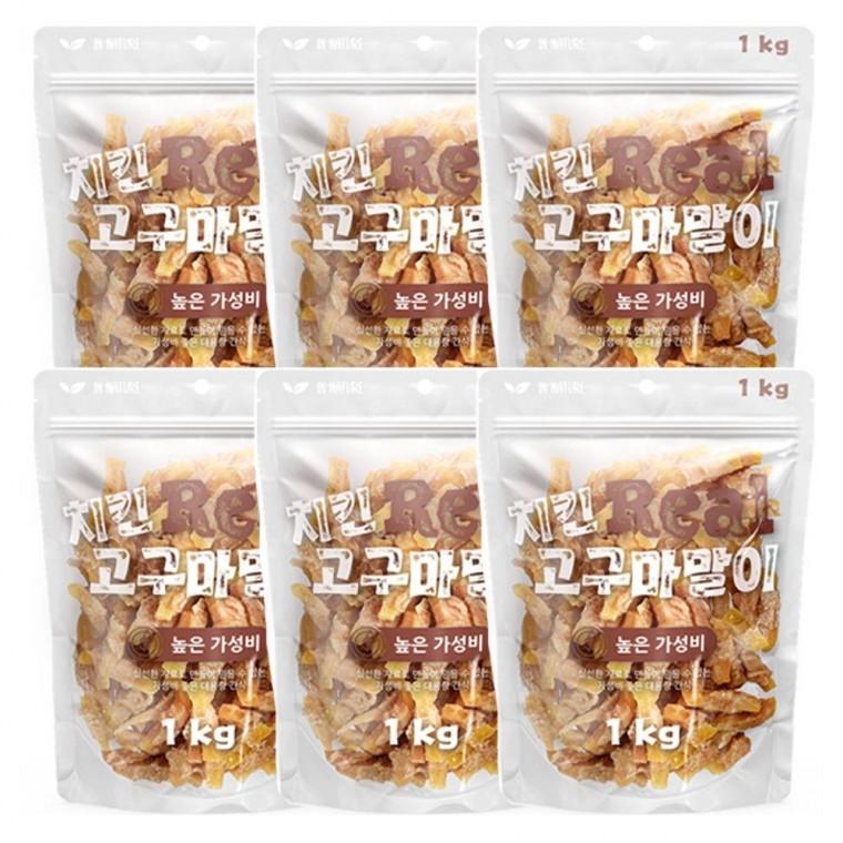 반려견 리얼 치킨고구마말이 1kg 6P 댕댕이 간식 지퍼포장