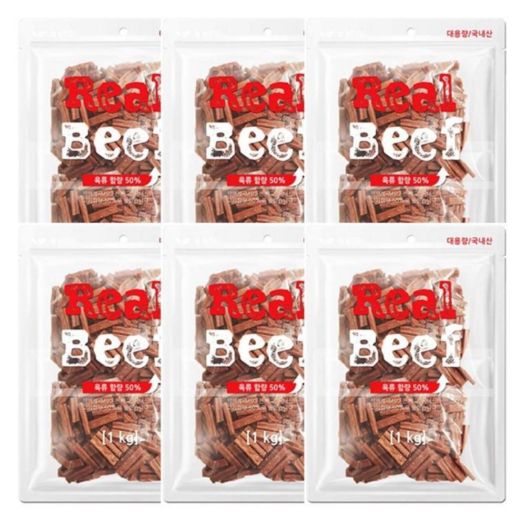 반려견 리얼 비프 1kg 6P 육포 댕댕이 간식 개별포장 MSG 무첨가