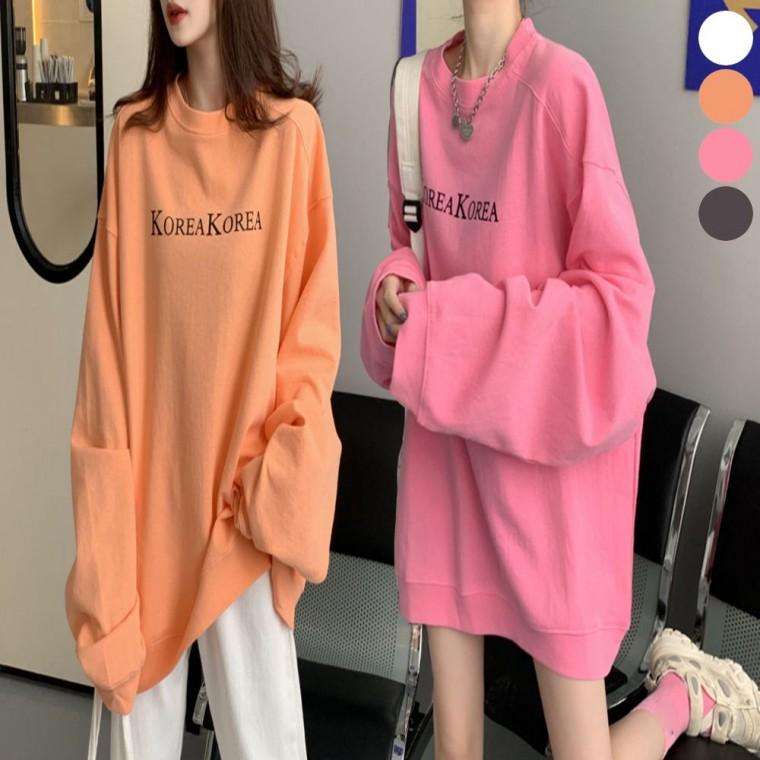 맨투맨 루즈핏 여성 컬러 안감 기모 포근한 레터링