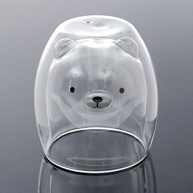 이중 유리컵 250ml 아기곰 커피잔 음료컵 티잔 머그잔