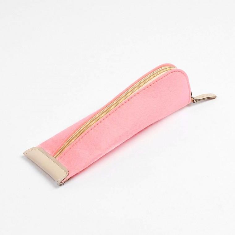 펠트 지퍼 필통 핑크 신학기 심플 오픈형 볼펜