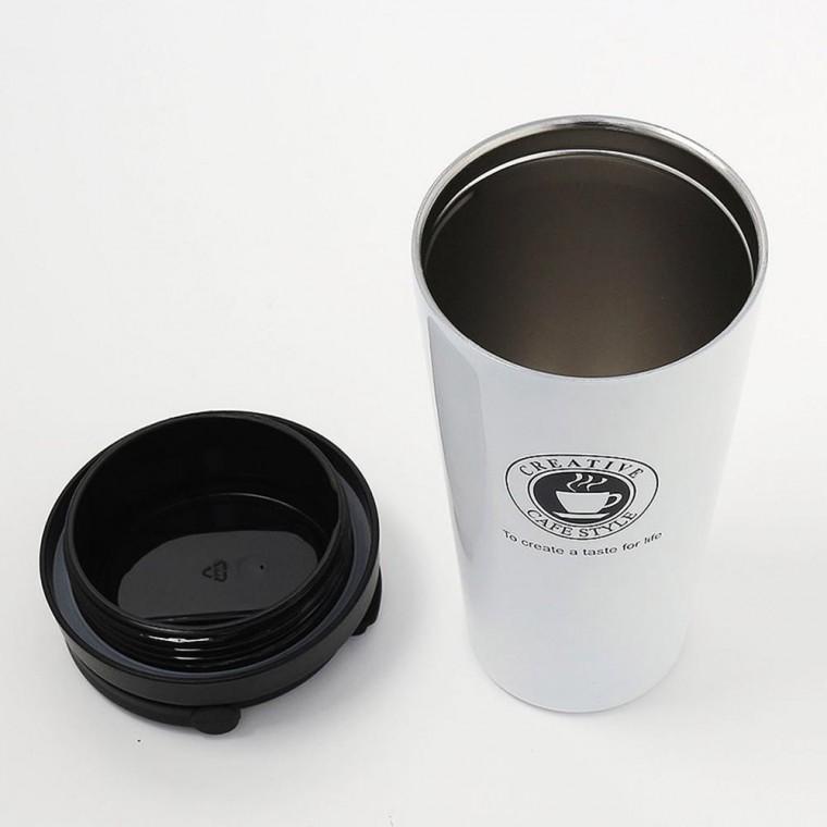 뚜껑 손잡이 텀블러 450ml 화이트 보냉 위생 음료
