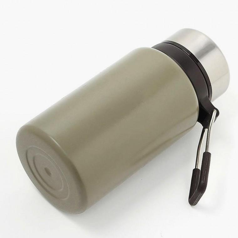 핸들 보온병 600ml 카키 캠핑 차거름망 손잡이 보틀