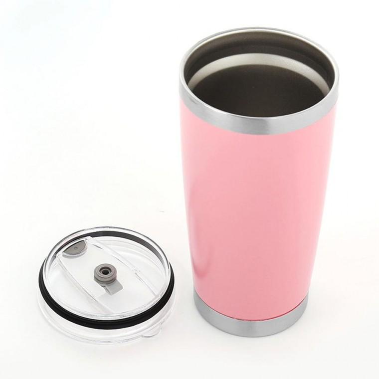 밀폐뚜껑 텀블러 550ml 핑크 빨대구멍 물통 대용량
