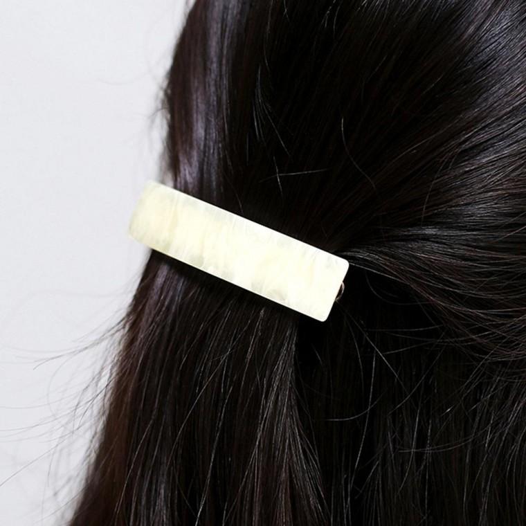 사각 자동헤어핀 아이보리 예쁜 반머리 클립 볼륨