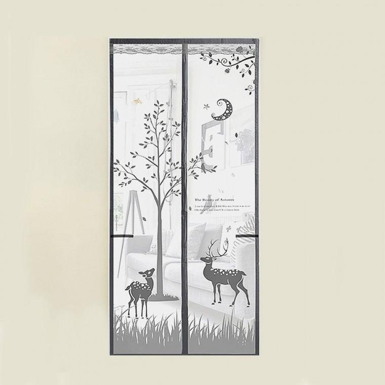 사슴 모기장 90x210cm 그레이 방문 접착 문틀 입구