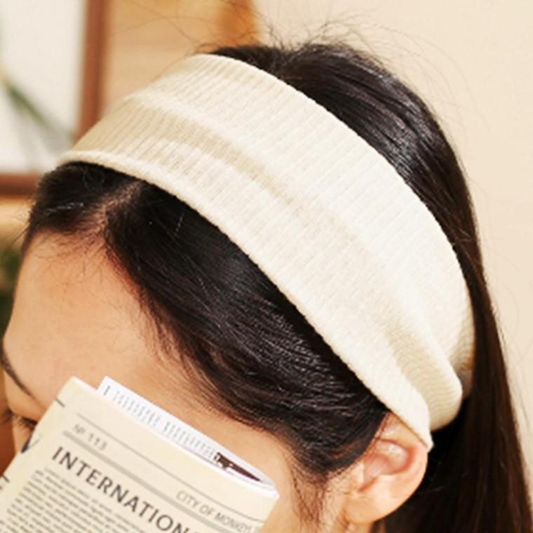 골지 헤어밴드 아이보리 앞머리 와이드 터번 세안