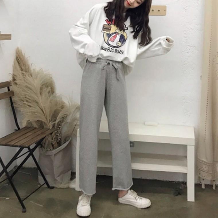 추리닝 일자 와이드 트레이닝팬츠 여성 바지 고무줄