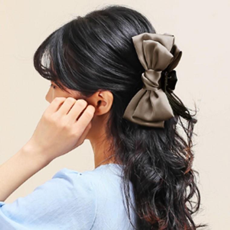 빅사이즈 리본 집게핀 코코아 포인트 연주회 삔