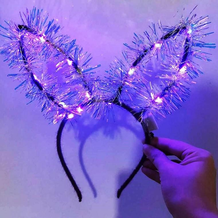 LED 토끼귀 머리띠 4p 퍼플 촬영용 생일파티 공원