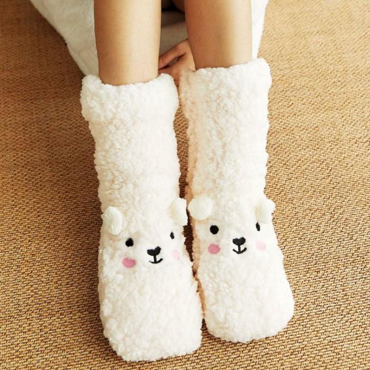 롱 수면양말 화이트 겨울 임산부 수족냉증 침실